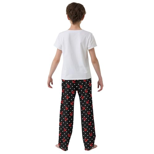 Anchor Polka Dot Boys Long Pants Soft Trousers Elastic Waist Kids Lounge Bottoms with Pockets S-XL3