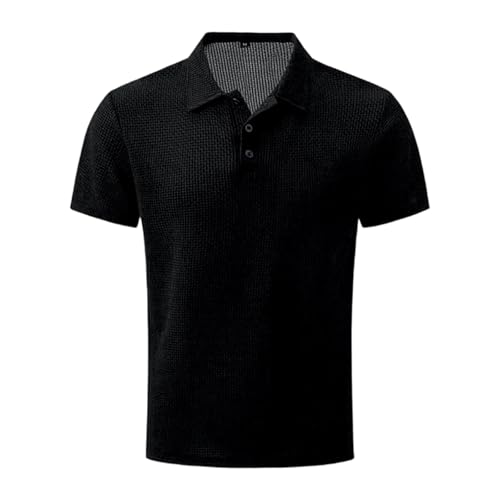 THMENKHT Breeze Polo Shirts for Men Beer Belly Summer Cool Capri Short Sleeve Collared Shirt Wearbreeze Men's Basic Tops Black XXL