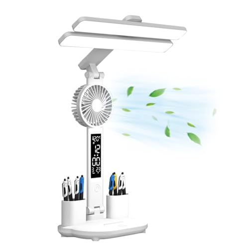 Consejos para Comprar Lamparas de Escritorio Walmart que Puedes Comprar On-line. 49 Lámpara de Escritorio LED,Lámpara de escritorio LED con Reloj ventilador y luz ajustable,Cabeza Doble Flexo LED Escritorio,USB y Compatible con Monitor,Plegable,Control...