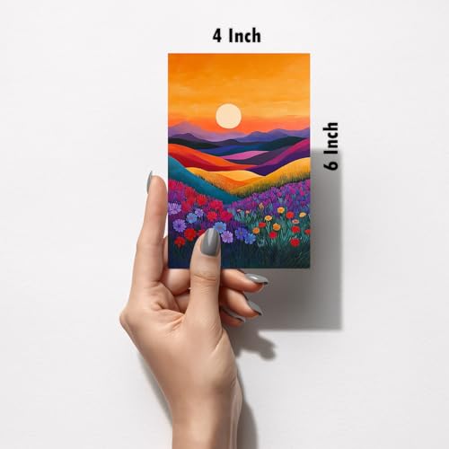 Image of SiddArtify Floral Landscape Wall Art Prints Set - Colorful Flower Poster Decor for Living Room Bedroom Office - Set of 2-4x6 Inch - Board (Pack of 6) - Sticker (Pack of 6)