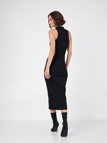 Image of Sassafras Women Rib Turtle Neck Sleeveless Midi Dress