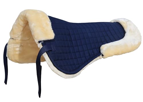 T TEKE Horse Half Pad for English Saddle: 100% Cotton with Thick Synthetic Sheepskin Cushioning for Your Horse’s Comfort