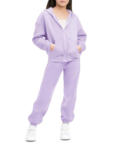 Stelle Girls Athletic Sweatsuit 2 Pieces Sweatshirts and Pant Long Sleeve Zip Up with Pockets Outfits Set