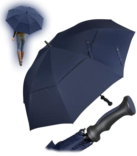 iX-brella Paraguas de golf de fibra XXL de 130 cm, automático, doble techo con funda de ventilación, Insignia Blue, 130 cm