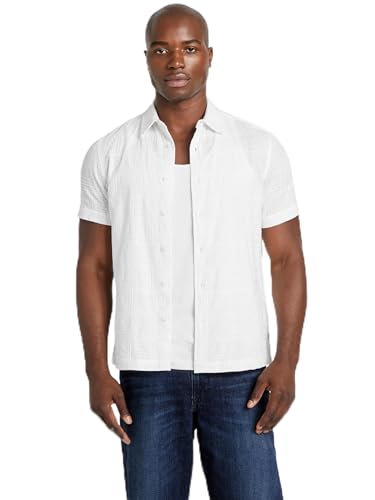 GUESS Men's Short Sleeve Idris Embroidery Shirt