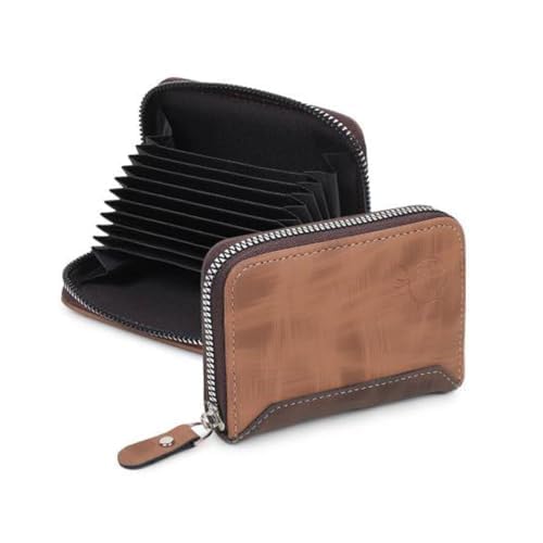 Stealodeal Unisex PU Leather Card Holder Wallet with Zipper Closure | 10-11 Card Slots & Cash Compartment | Debit, Credit, ATM & ID Card Organizer for Men & Women (Color-Brown)-image-7