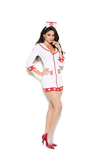 Cardiac Arrest Nurse 2 Pc. Costume Includes Zip Front Dress and Head Piece White/Red