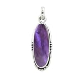 Amethyst Pendant For Women 925 Sterling Silver Large Oval Shape Gemstone Handmade Elegant Pendant For Birthday, Anniversary, Promise, Mother's Day Gift For Women Boho Amethyst Statement Jewelry By NKG