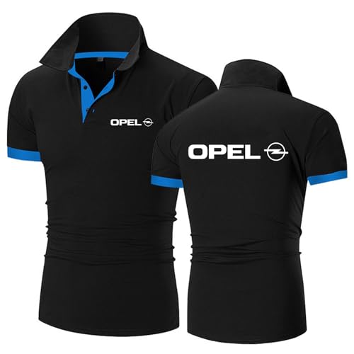 MODRYER Polo-T-Shirt Für Herren Für Opel Lässig Sportlich Kurzärmelig Oberteile Sommer-Poloshirts Teenager Erwachsene Atmungsaktiv Schnelltrocknend,Black-XL