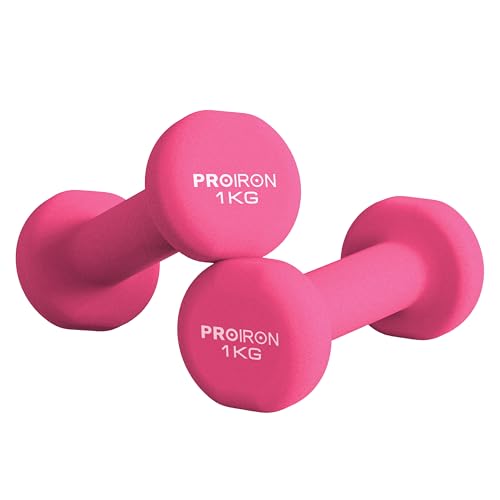PROIRON Mancuernas de Neopreno -Mancuernas con Revestimiento de Neopreno 2 x 1 kg
