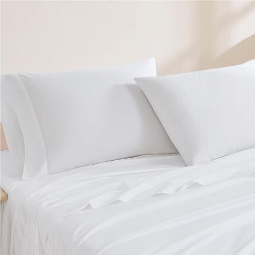 Image of Linen Closet Luxury Cotton 144 Thread Count Organic Cotton Standard Pillowcases, Set of 2, Arctic White