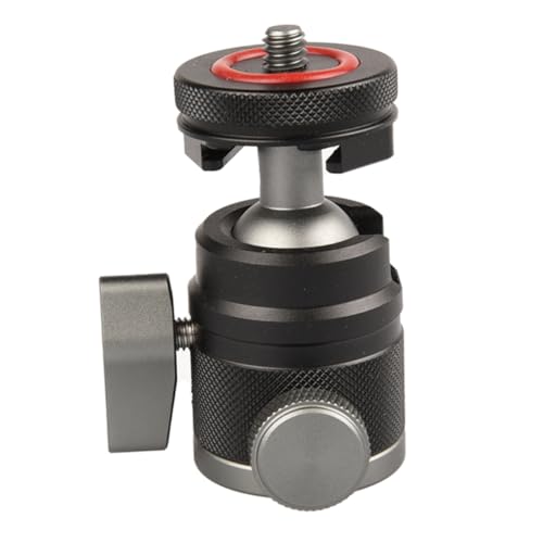 HOMSFOU 1 Pc Cabeza esférica panorámica trípode de cámara micrófono de videocámara portamovil sujeta moviles luz de llenado de Zapata fría Mini luz de Relleno aleación de Aluminio Black