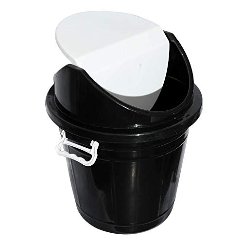 Image of Kuber Industries Plastic Swing Lid Garbage Waste Dustbin for Home, Office, Factory, 30 Litres, Large Size (Black) -CTKTC043178