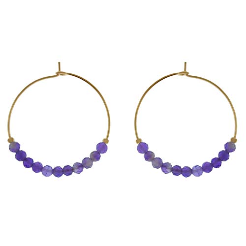 Créoles améthystes en plaqué or 750/000 antiallergique de haute joaillerie