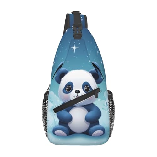Mochila tipo sling con diseño de panda, ajustable y ligera miniatura 1