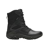 Merrell Men's Moab 3 8” Zip Tactical Waterproof Boots, Durable & Comfortable Coated Leather Combat Hiking Shoes Military, Black, 11