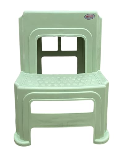 Image of SKYGLAMOUR Supreme Plastic Multi-Purpose Step Stool for Kitchen and Office Use with Weight Bearing Capacity of 150 Kg | 2 Step Stool for Home |Color: Frosty Green; Set of 1