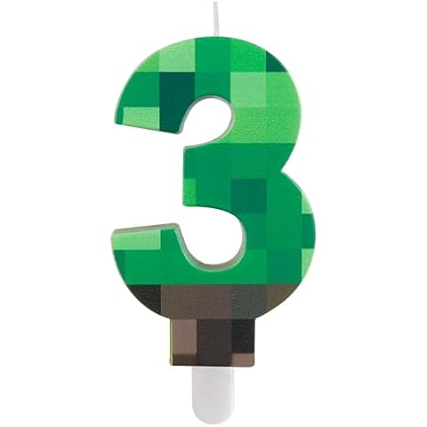 FUNCANDLE Green TNT Candles Themed Birthday Candles,Green Number 3 Candles TNT Cake Toppers,Pixel Cake Candles for Boy Girl Birthday Graduation Anniversary Party Supplies Decoration Cover