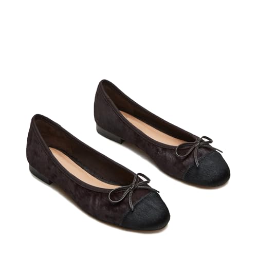 Round Toe Ballet Flats for Women Slip On Ballerinas with Bow Detail Cute Dressy Flat Shoes