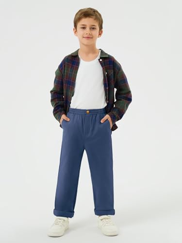 Image of Haloumoning Boys School Uniform Chino Pants Kids Twill Pants 5-14 Years