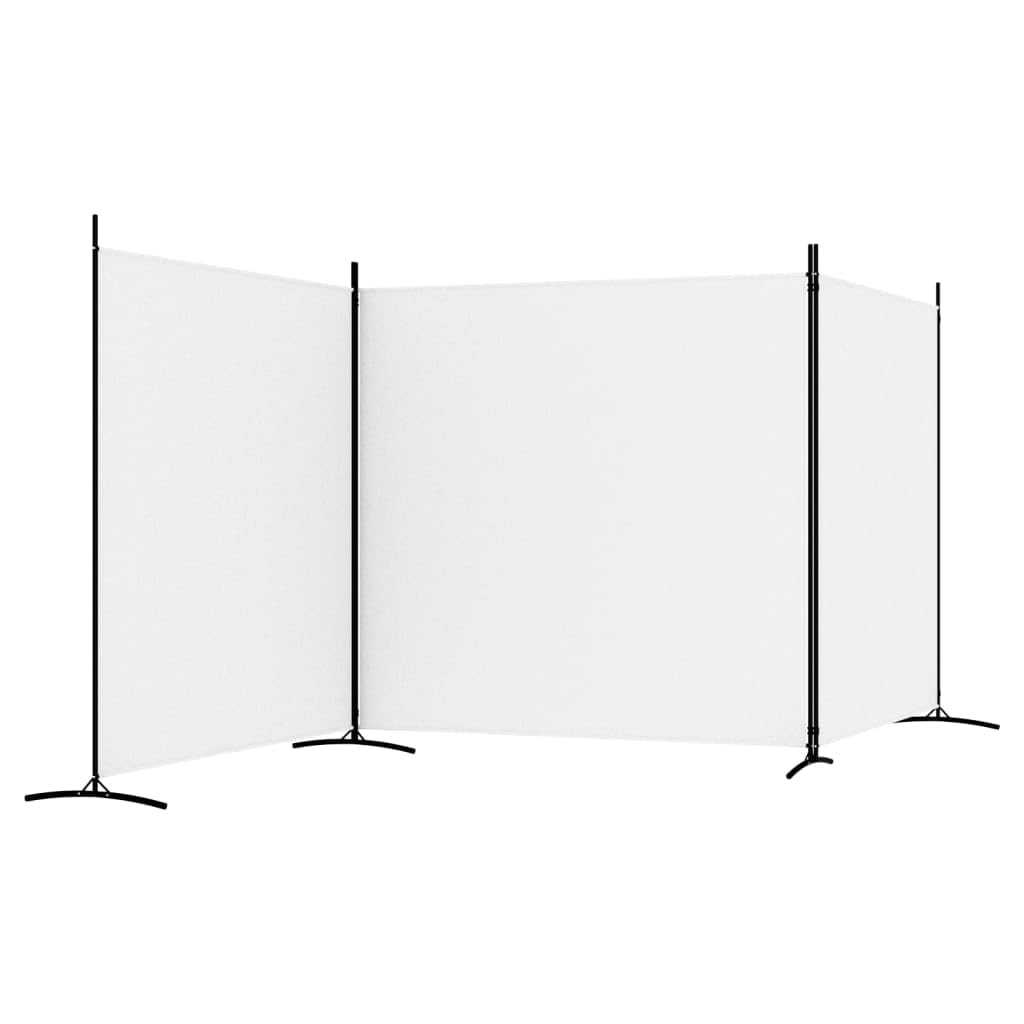 Paravent en Tissu Blanc, 3 Panneaux, 525 x 180 cm, 100% Polyester, Séparateur de Pièce, Cloison de Séparation Intérieur, Paravent Extérieur, Pliable