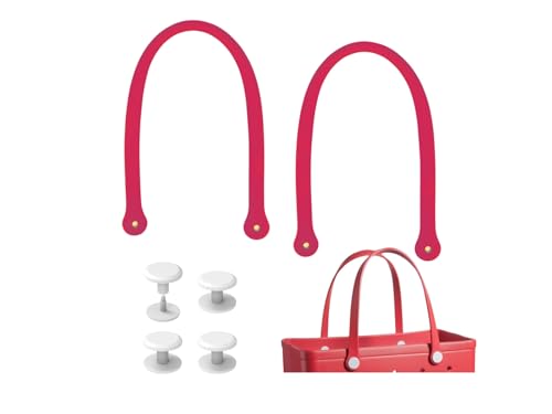 Image of Replacement Straps for Large Rubber Beach Bag, Replacement Handles with 4 Snaps for Rubber Beach Bag, EVA Bag Strap Replacement, Beach Bag Repair Kit (Red)