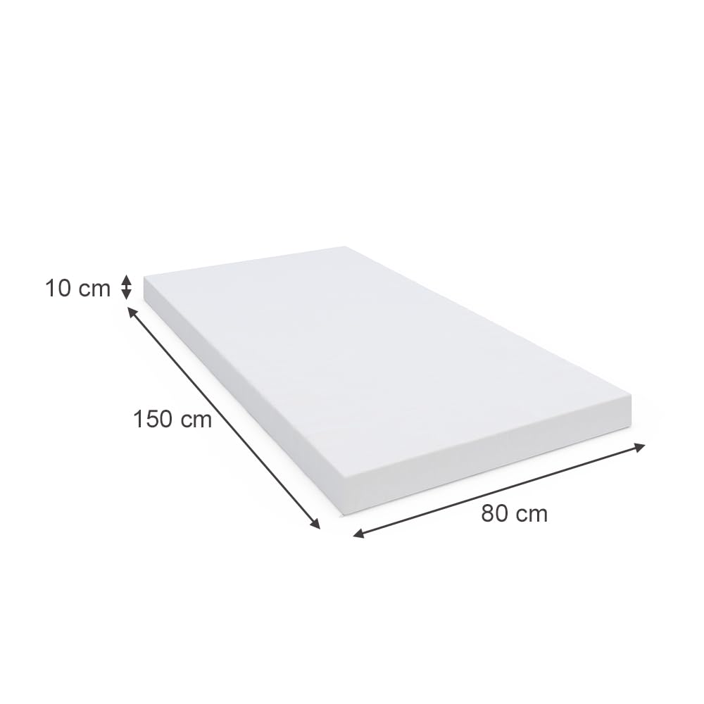 VitaliSpa Matelas pour Enfants, Blanc, 80x150cm H2 Degré de dureté, Convient aux Lits pour Enfants et Adolescents, Lavable en Machine