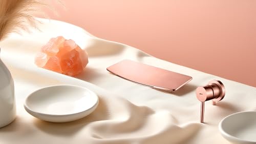 Image of Aquieen Luxury Series Wall Mounted Basin Mixer Hot & Cold with Diverter Body & Exposed Part Kit (Bianca) (Rose Gold)