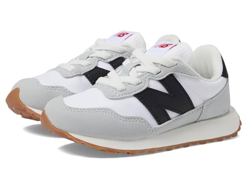 New Balance Kids 237 Bungee Sneaker, WHITE/BLACK, 11 W Little Kid (4-8 Years)