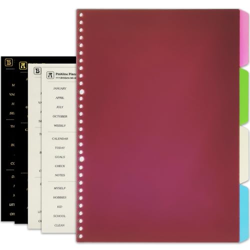 Zelten PP Binder Index Dividers with 4 Sheets Tab Stickers for Personal Organizer (PP Multi Color 4-Tab, A4/30 Hole)