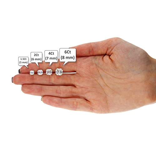 14K Yellow Gold Asscher Cut Cz Screw Back Stud Earrings 1.5Ct-6Ct, 6 #TOP2