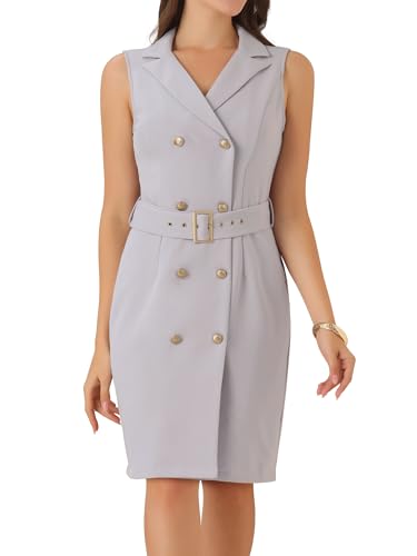 Image of Allegra K Womens Blazer Dress Sleeveless Button Down Business Work Dresses