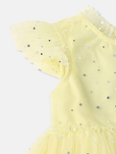 Image of Nautinati Baby Girls Flared Frock with Flutter Sleeves | Age 0-3 Years