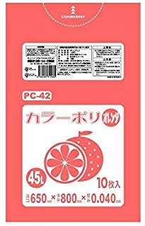 Amazon.co.jp: カラーポリ袋 45L LLDPE 0.04×650×800mm オレンジ 10枚