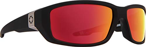 Spy Optic Dirty Mo Sunglasses for Men and for Women | Polarized Styles Available | Shatter Resistant Lenses | Patented Happy Lens Tech (Matte Black - Happy Rose w/Red Spectra Mirror)