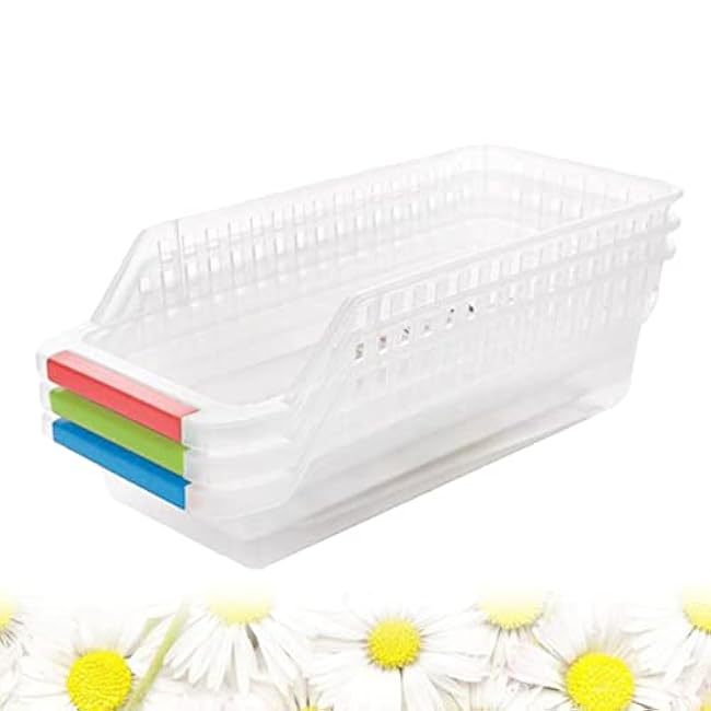 Cabilock Storage Boxes for Refrigerator Plastic Organizer Bins Fridge Fruit Container Drawer Bins for Drinks Sauce Bottles Sturdy Compact for Kitchen