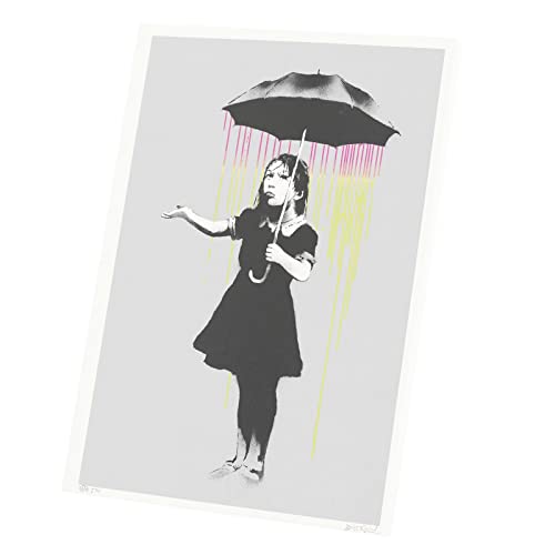 Toile Banksy Nola Rain Girl Idéale pour Décorer un Salon Moderne