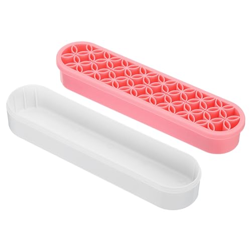 Image of PATIKIL Diamond Painted Pen Holder, Silicone Makeup Brush Holder Multi-Purpose Cosmetic Storage Box Desktop Organizer for Art Craft, Pink