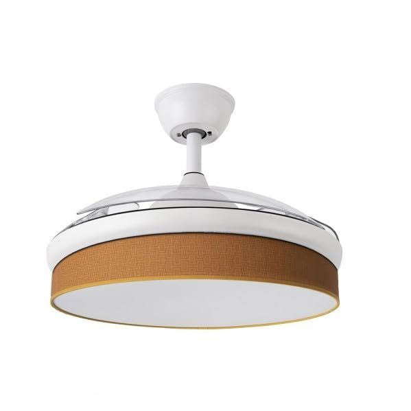 Zarivy Ventilador DC 72W blanco/naranja, 3 aspas, 7200LM, 3000-4000-6000K, control remoto, memoria, temporizador - ideal para climatizar espacios.