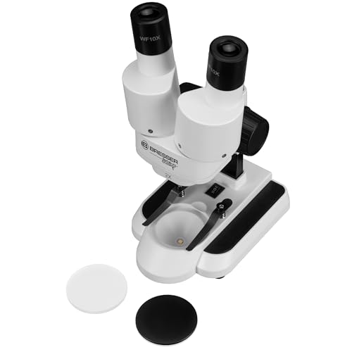 Bresser Junior Stereo 3D Mikroskop ICD-Pro mit 20x und 50x Vergrößerung für Kinder und Erwachsene für die Beobachtung von Steinen, Münzen, Insekten und vielem mehr, 20x / 50x