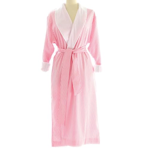 Image of Telegraph Hill Double Layer Seersucker Robe - Pink Stripe - Large