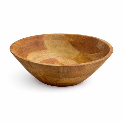 Image of Decorative Wooden Bowl | Natural Finish Fruit & Serving Bowl | Lite Brown Handcrafted Wooden Bowl for Home Decor & Kitchen