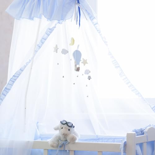 Soporte de mosquitera para cuna Holibanna de acero blanco resistente 7