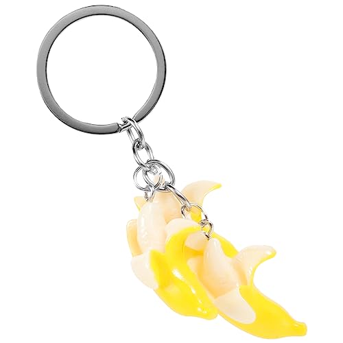 Holibanna Llavero Plátano Pelado cartera banana decoración de bolsos llaveros lindo dibujos animados pequeño llavero de plátano accesorios de llavero para mujer llavero de frutas resina