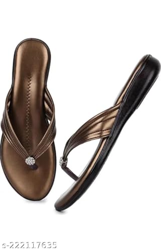 Image of Km Footwear Flat Slipper Sandals for Women Girls Casual Simple and Attractive Flats for Ladies with Padded Bottom