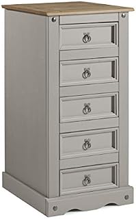 Mercers Furniture Trade Corona Grey Wax 5 Drawer Narrow Chest