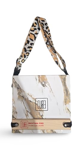 Image of Cajon Cube 12 Pro Traveller Cajon With External Snare Tap For Kids,Adults & Professional Musicians Super Sound Quality Made With American Birch Wood. (WHITE MARBLE)