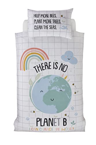 Rapport Home Furnishings Kids' Sustainable Single Bedding Set, Eco-Friendly Reversible Duvet Cover, Easy Care Planet B Design - Image 4