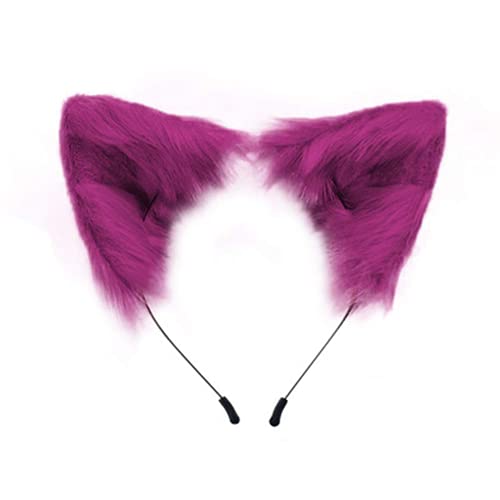 SMILETERNITY Handmade Fox Wolf Cat Ears Headwear Costume Accessories for Halloween Christmas Party (Purple)