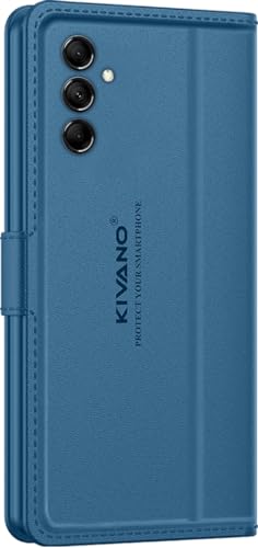 Image of KIVANO LUXE Compatible for Samsung Galaxy A14 5G Luxury Handmade Leather Magnetic Flip Folio Case | Card Holder & Kickstand | Slim Protective Cover | Unisex - Blue